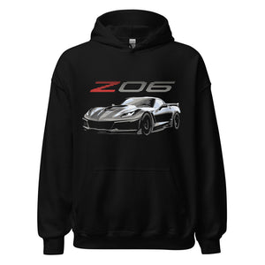 2014 - 2019 Corvette C7 Z06 Black Vette Drivers Custom Car Meet Show Club Hoodie Pullover Sweatshirt