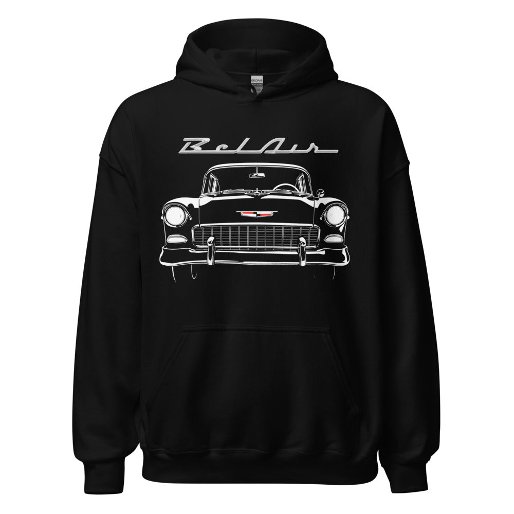 1955 Bel Air Front Grille hoodie for Antique Chevy Classic Car Owners Pullover Sweatshirt