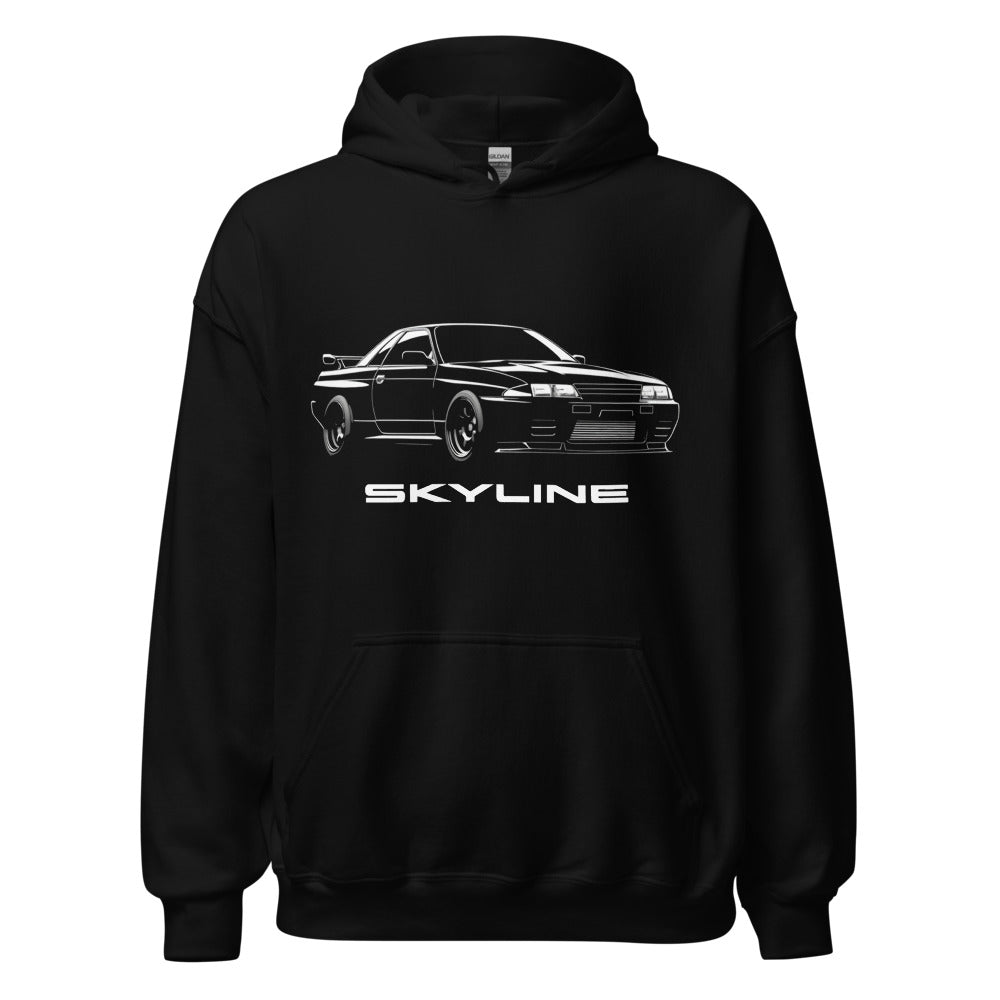 Black R32 Skyline GT-R JDM hoodie for Japanese Tuner Fans