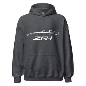 C4 Corvette ZR1 hoodie silhouette design for Fourth Gen Vette Owners Drivers ZR-1 sweatshirt