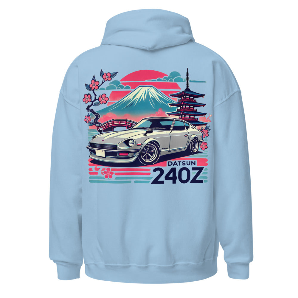 Retro Japanese Datsun 240z hoodie for Vintage JDM Car Culture Fans Automotive pullover