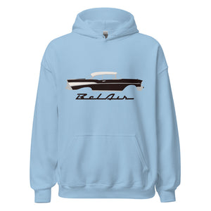 1957 Bel Air Onyx Black Antique 57 Chevy Classic Car Graphic Hoodie Sweatshirt Hooded