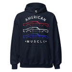 1967 Chevy Camaro SS RS Outline American Muscle Car Owner Patriotic Theme Hoodie Hooded Sweatshirt