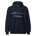 Blue C3 Corvette Sports Car Stingray Silhouette 3rd Gen Vette Driver Custom Hoodie Pullover Sweatshirt