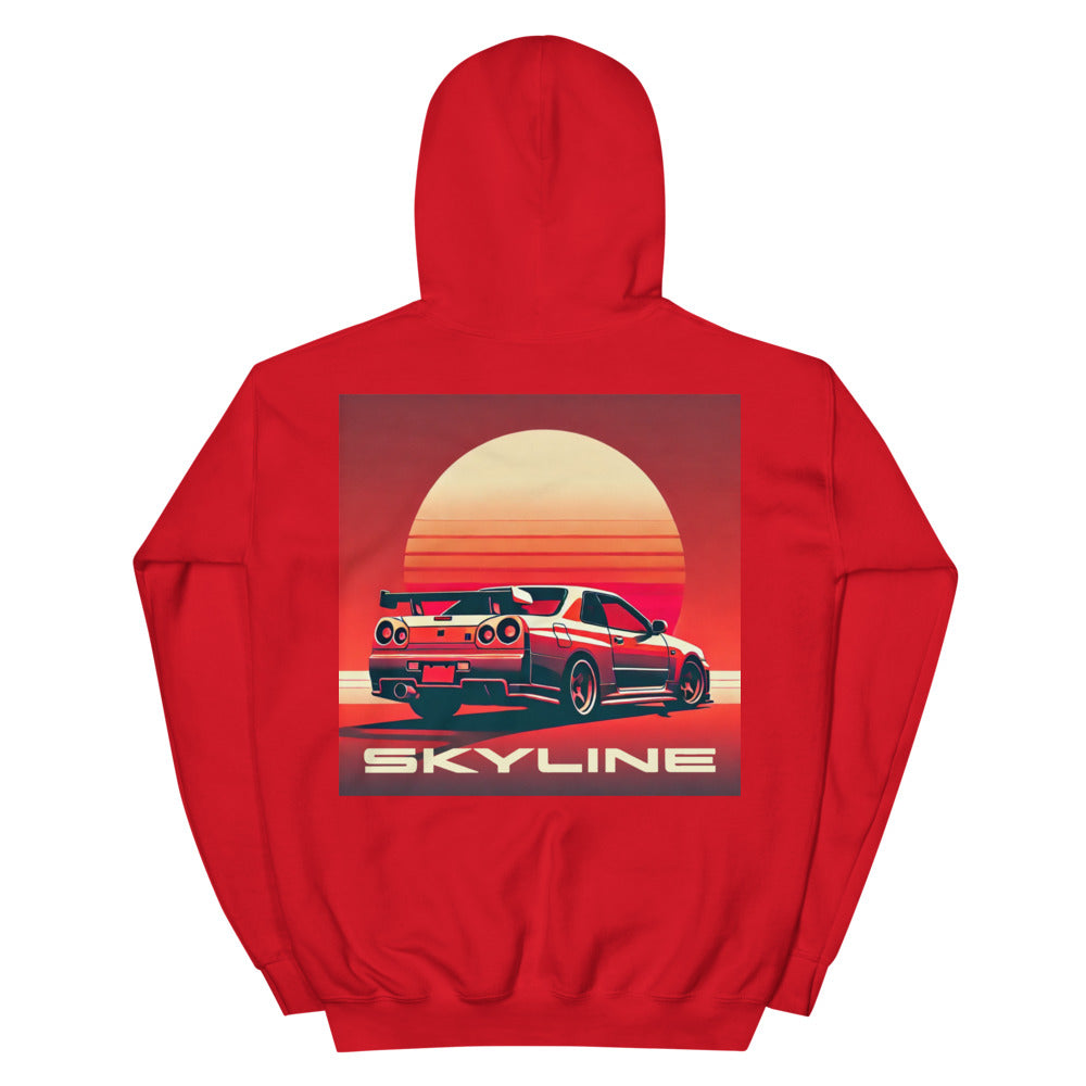 Red Sky Sunset R34 GT-R Skyline JDM Fans Pullover Hoodie