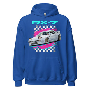 Rertro 80s 90s JDM Car Graphic RX-7 Miami Aesthetic Japanese Street Race RX7 Hoodie
