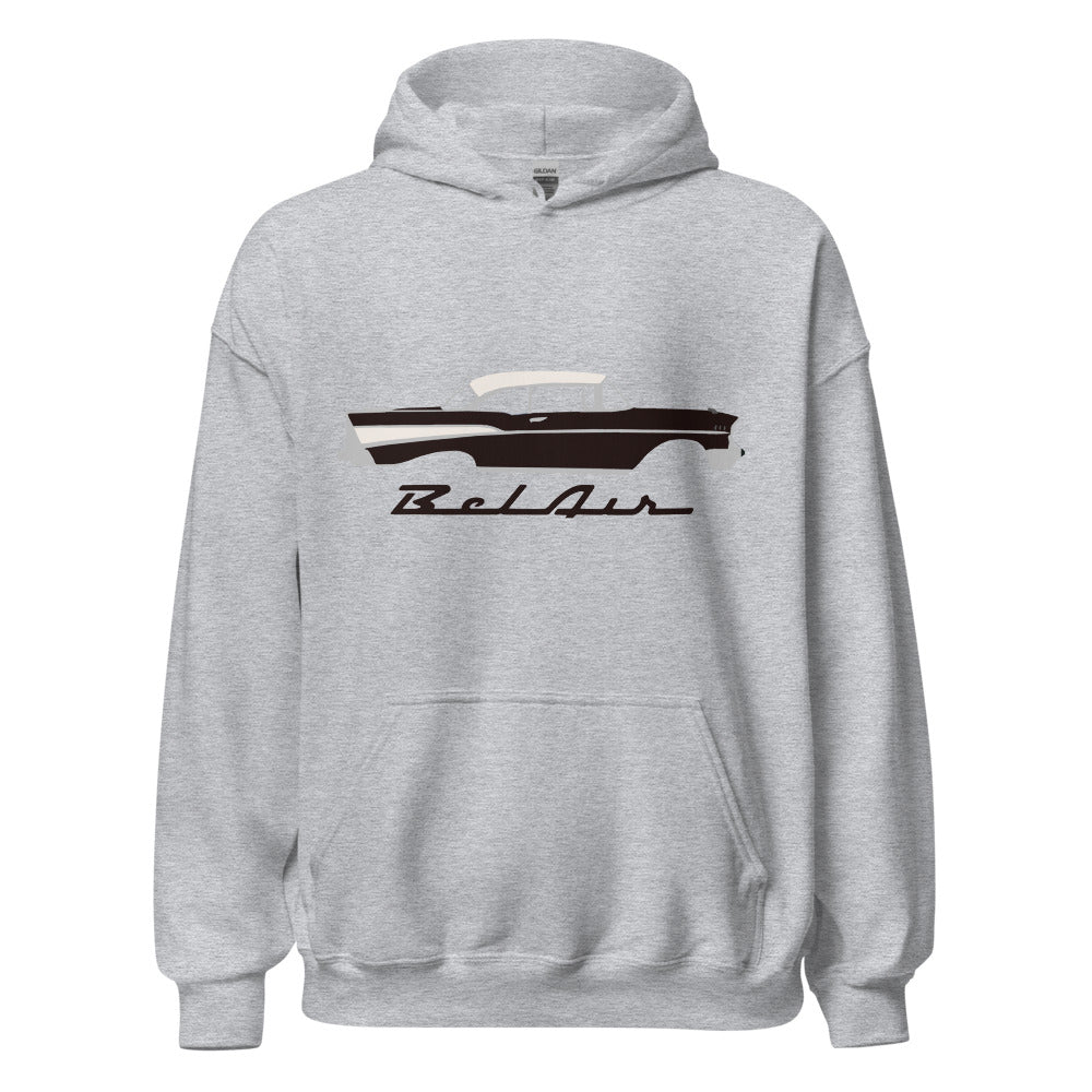 1957 Bel Air Onyx Black Antique 57 Chevy Classic Car Graphic Hoodie Sweatshirt Hooded