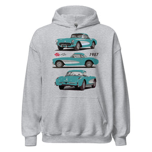 1957 Corvette C1 Cascade Green Antique American Classic Car Art Hoodie