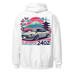 Retro Japanese Datsun 240z hoodie for Vintage JDM Car Culture Fans Automotive pullover