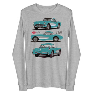 1957 Corvette C1 Cascade Green Antique American Classic Car Art Long Sleeve Tee