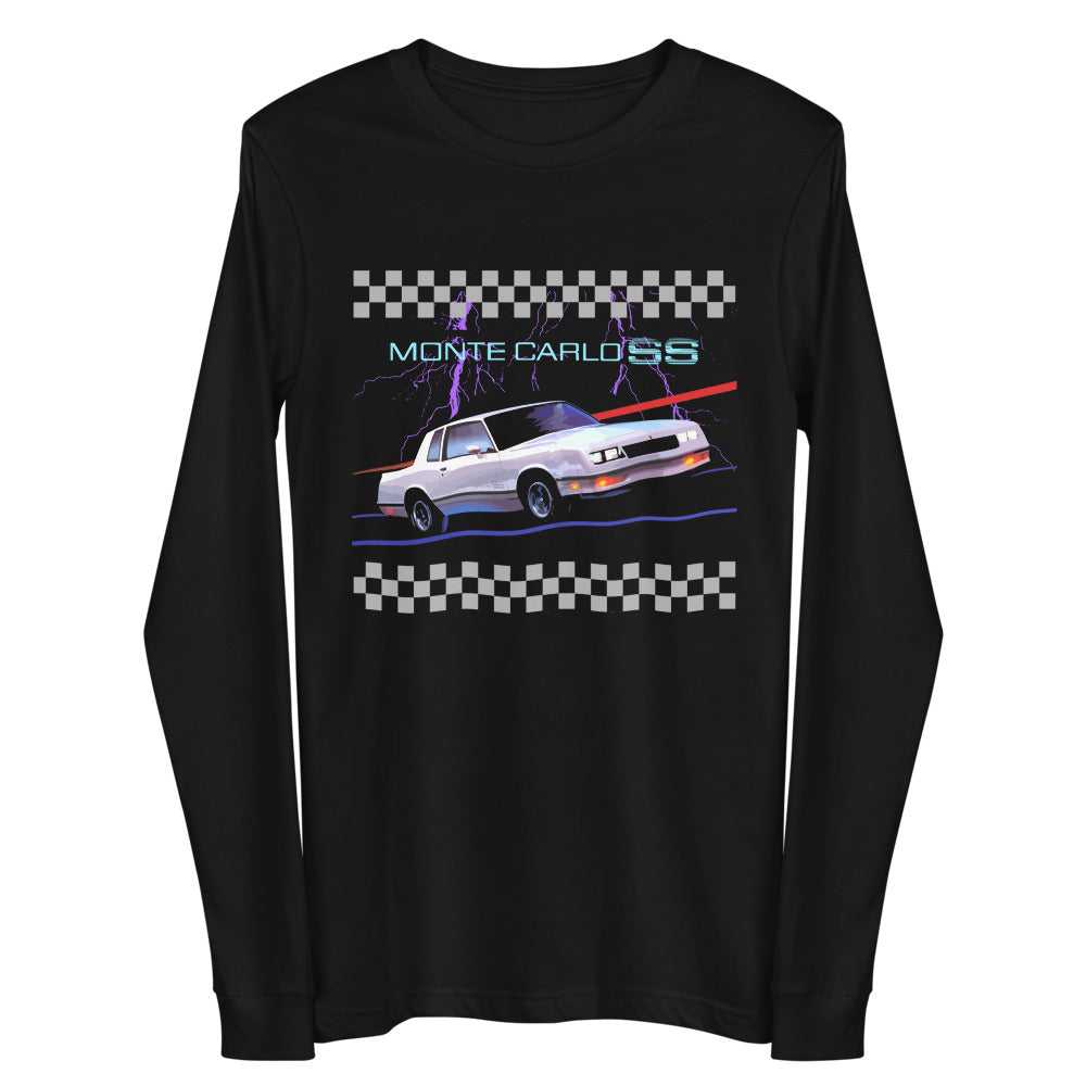 Retro Old School Car Graphic Chevy Monte Carlo SS 80s Aesthetic - Unisex Long Sleeve Tee