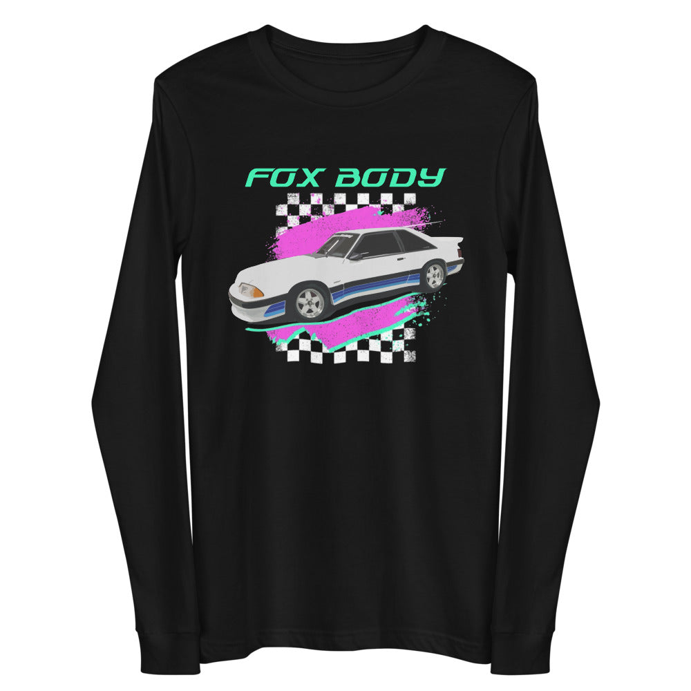 Old School Car Graphic 1988 Stang Fox Body 80s 90s Aesthetic Nostalgia Long Sleeve Tee