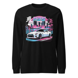 R35 GTR Japanese Monster Miami Nights Edition JDM Japan Car Culture GT-R Long Sleeve Tee