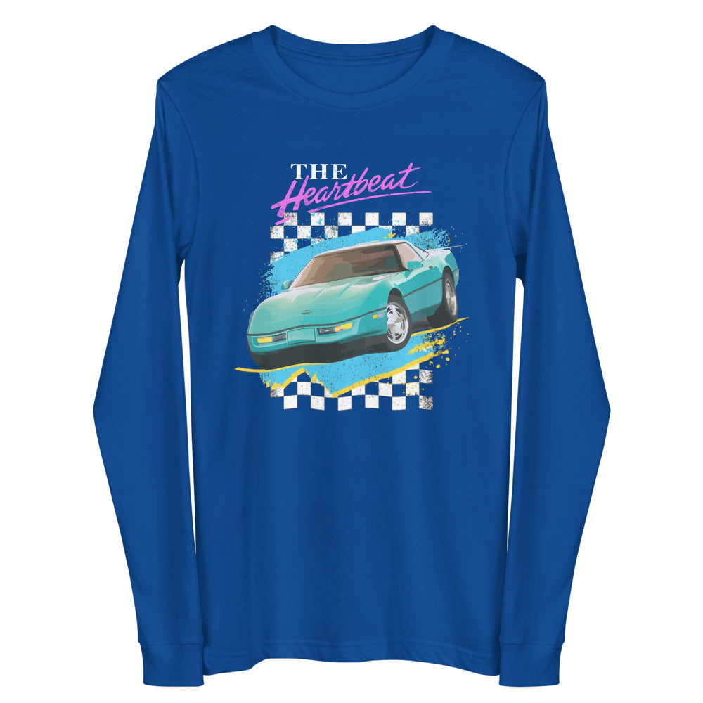 Retro Chevy Old School Car Graphic Corvette c4 80s Aesthetic The heartbeat of America - Long Sleeve Tee