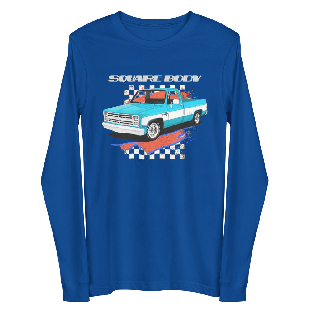 Old School Car Truck Graphic Retro Chevy C10 Square Body Pickup 80s Nostalgia - Long Sleeve Tee