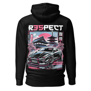 Black R35 GT-R hoodie for JDM Japanese Tuner Car Fans Skyline GTR Graphic pullover sweatshirt