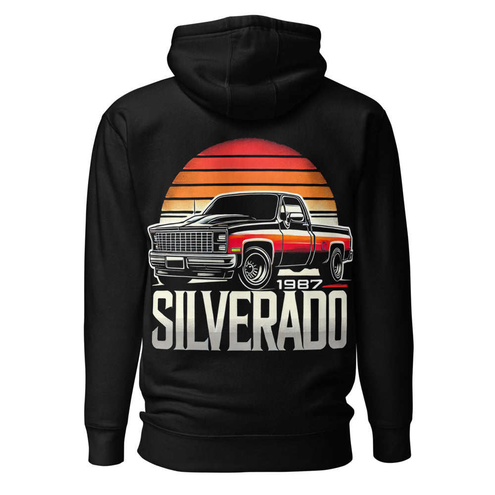 1987 Silverado hoodie for Chevy Square Body Pickup Truck Enthusiasts Gear Heads Pullover