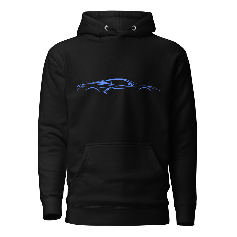 2024 2025 Rapid Blue Corvette C8 Line Art for 8th Gen Vette Owners Drivers Hoodie Pullover Sweatshirt
