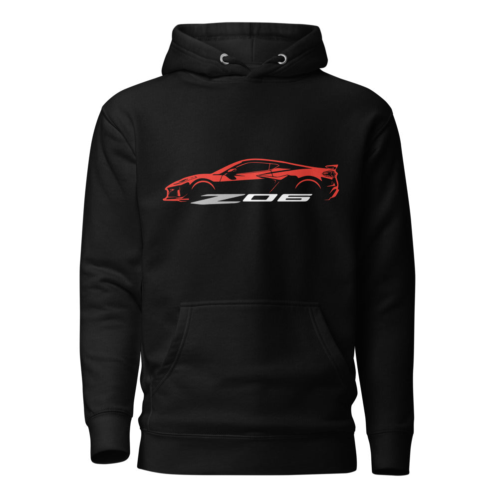2024 2025 Corvette C8 Z06 Torch Red Silhouette 8th Generation Vette Drivers Custom Hoodie Pullover Sweatshirt