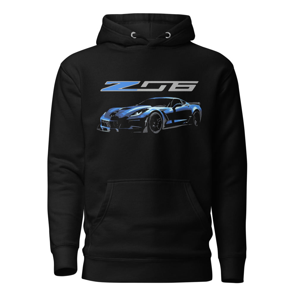 2014 - 2019 C7 Corvette Z06 Blue Custom Speed Lovers Vette Owners Drivers Hoodie for Car Shows