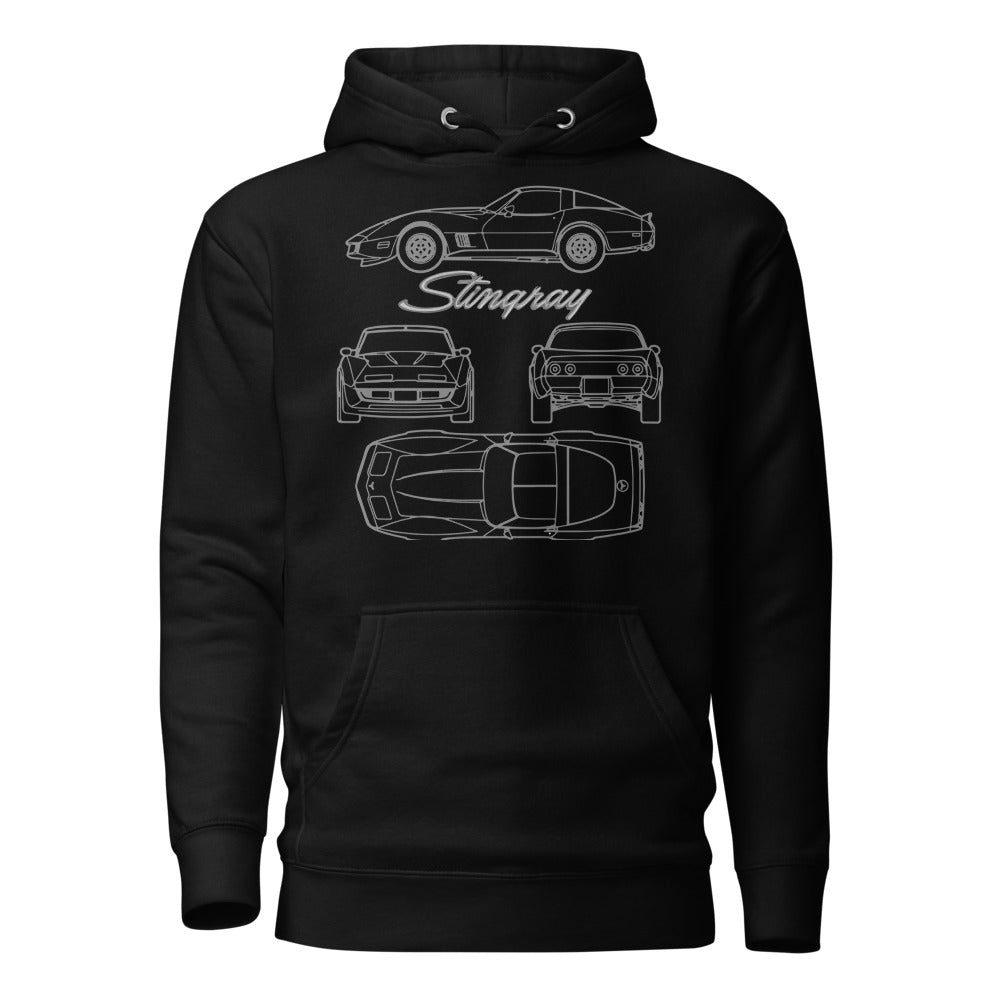 Third Generation Corvette Stingray hoodie for C3 Vette Enthusiasts Classic Car Owners