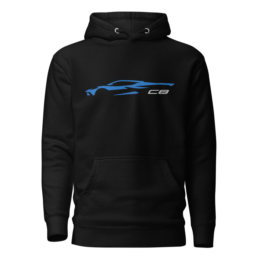 2024 C8 Corvette hoodie for Rapid Blue Vette Drivers custom embroidered pullover sweatshirt