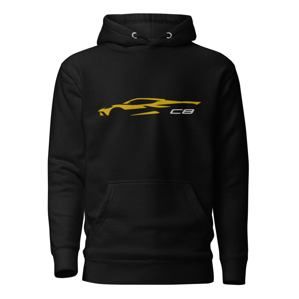 2024 C8 Corvette hoodie for Accelerate Yellow Vette Drivers custom embroidered pullover sweatshirt