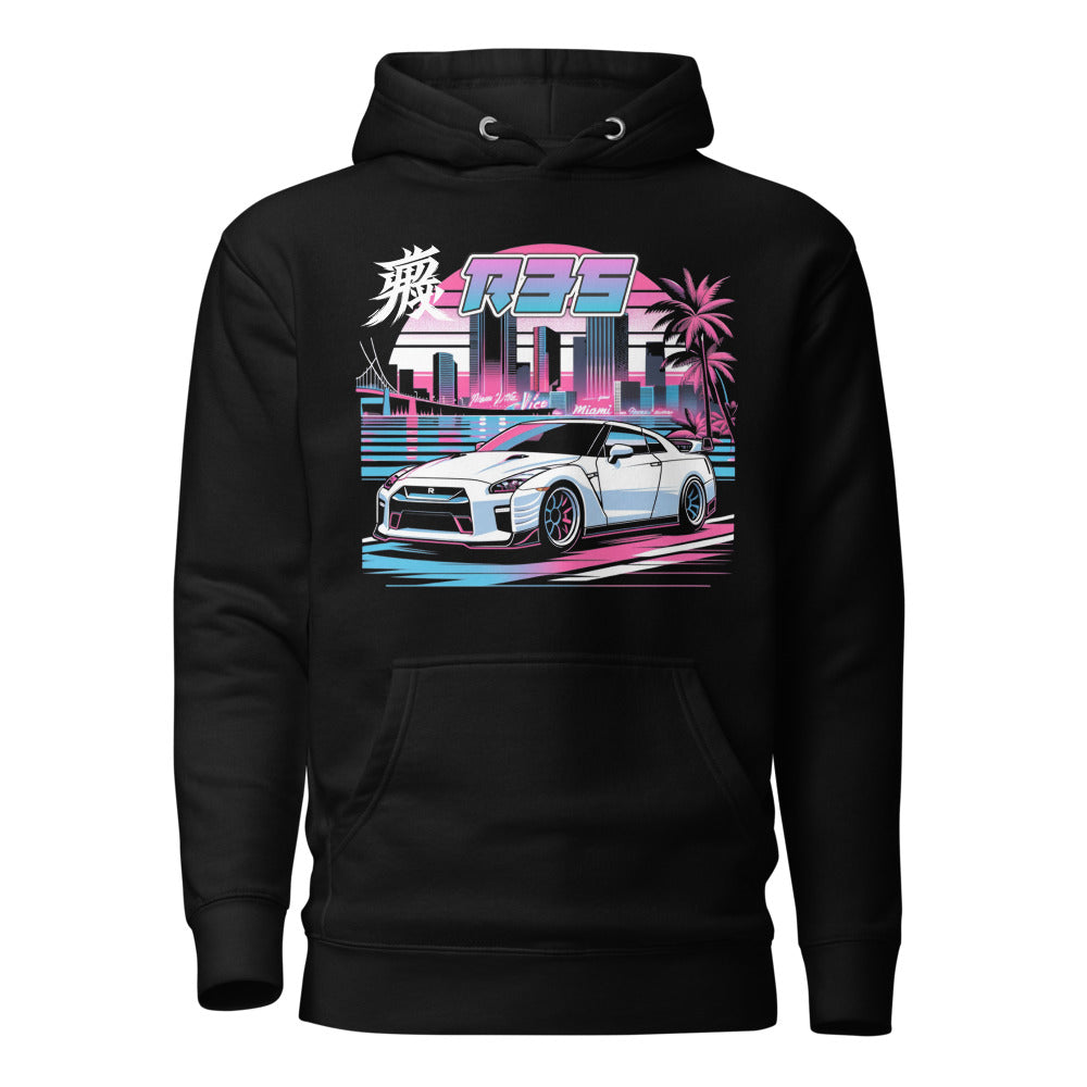 R35 GTR hoodie Japanese Monster Miami Nights Edition JDM Japan Car Culture GT-R Pullover