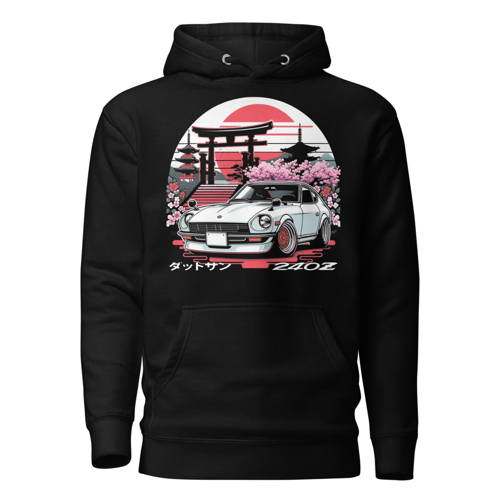 Rising Sun Datsun 240z hoodie for JDM fans Japanese Car Culture Retro Automotive