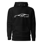 2024 Corvette C8 hoodie for Vette Drivers Arctic White Minimalist Silhouette Custom Pullover