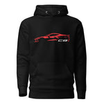 2024 Corvette C8 hoodie for Vette Drivers Torch Red Minimalist Silhouette Custom Pullover