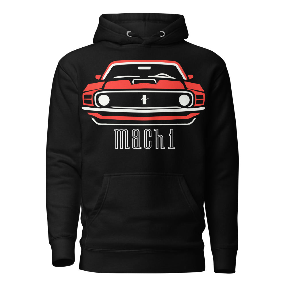 1970 Red Mach 1 hoodie for Stang Owners Classic Muscle Car Enthusiasts pullover