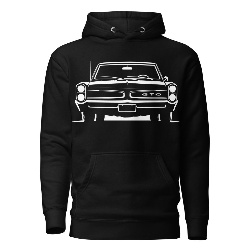 Front View 1964 GTO hoodie for Classic Car Enthusiasts Gearheads Pullover