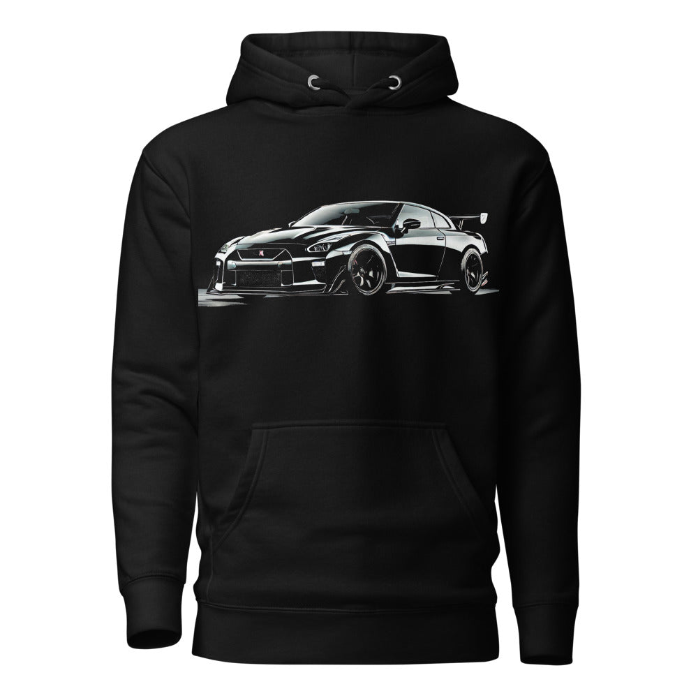 All Black R35 GT-R Hoodie for JDM Japanese Car Drivers GTR Pullover Sweatshirt