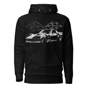 Black C3 Corvette Widebody Restomod Hoodie for Chevy Muscle Car Gearheads