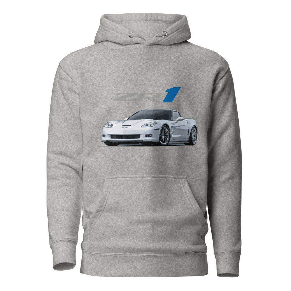 Arctic White 2011 Corvette C6 ZR1 Custom Sixth Gen Vette Drivers Hoodie for car show