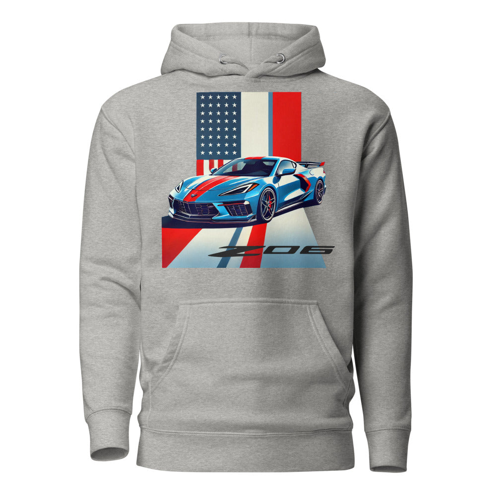 American Supercar C8 Corvette Z06 hoodie for 8th Gen Vette Drivers Patriotic pullover