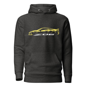 2024 2025 Corvette C8 Z06 Accelerate Yellow Silhouette 8th Generation Vette Drivers Custom Hoodie Pullover Sweatshirt