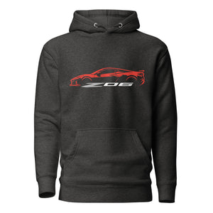 2024 2025 Corvette C8 Z06 Torch Red Silhouette 8th Generation Vette Drivers Custom Hoodie Pullover Sweatshirt