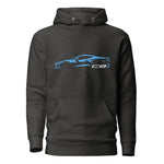 2024 Corvette C8 hoodie for Vette Drivers Rapid Blue Minimalist Silhouette Custom Pullover