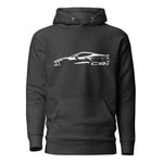 2024 Corvette C8 hoodie for Vette Drivers Arctic White Minimalist Silhouette Custom Pullover