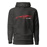 2024 Corvette C8 hoodie for Vette Drivers Torch Red Minimalist Silhouette Custom Pullover