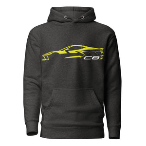 2024 Corvette C8 hoodie for Vette Drivers Accelerate Yellow Minimalist Silhouette pullover