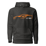 2024 Corvette C8 hoodie for Vette Drivers Amplify Orange Minimalist Silhouette Pullover