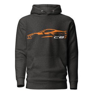 2024 Corvette C8 hoodie for Vette Drivers Amplify Orange Minimalist Silhouette Pullover