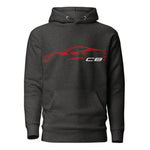 2024 Corvette C8 hoodie for Vette Drivers Red Mist Minimalist Silhouette Custom pullover