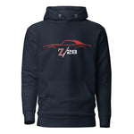 First Gen 1967 1968 1969 Chevy Camaro Z28 Red Outline Silhouette Classic Car Owners Hoodie Pullover Sweatshirt