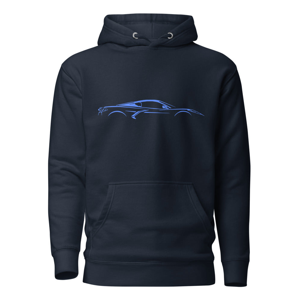2024 2025 Rapid Blue Corvette C8 Line Art for 8th Gen Vette Owners Drivers Hoodie Pullover Sweatshirt