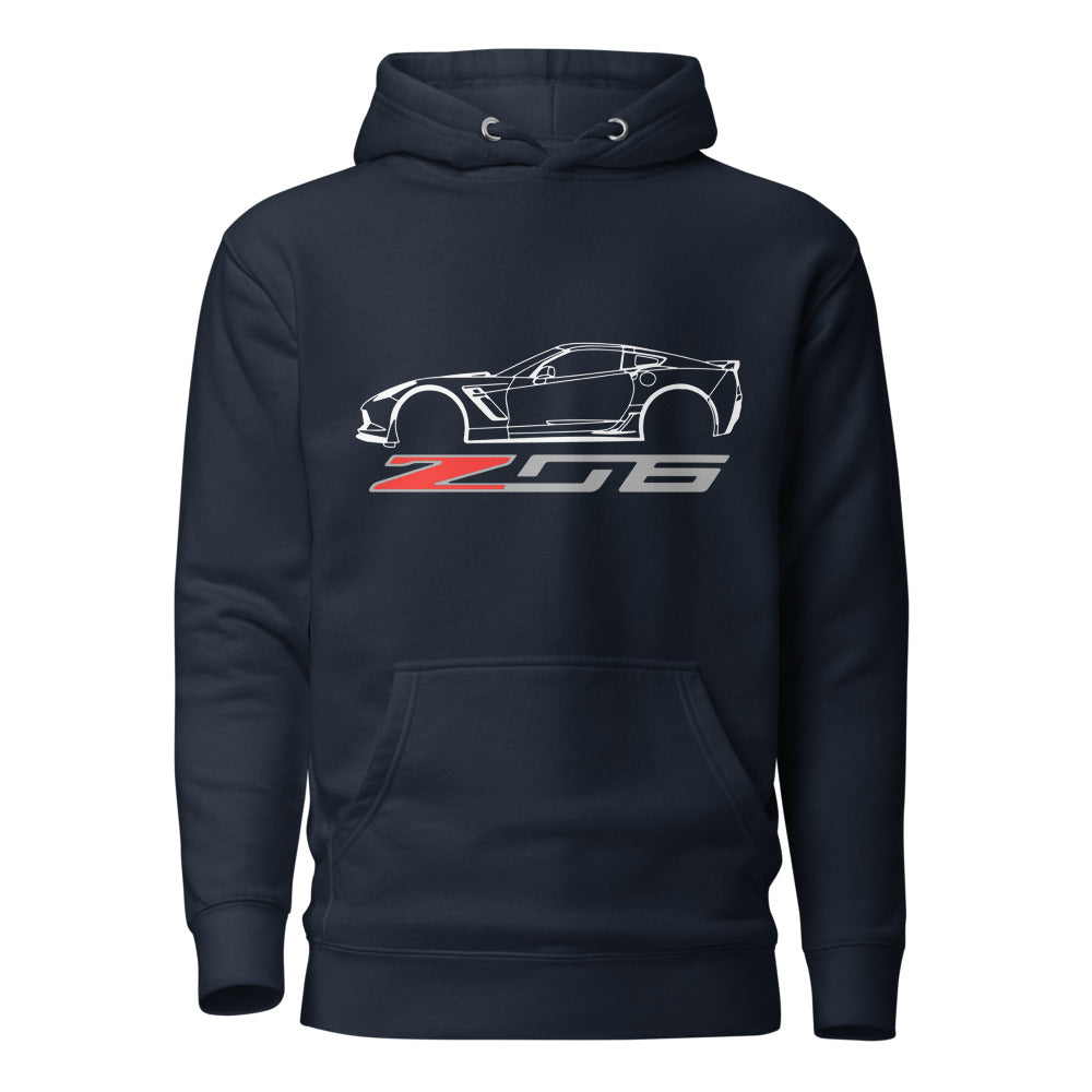 C7 Corvette Z06 hoodie for 7th Gen Vette Drivers Owners Custom Car Show sweatshirt