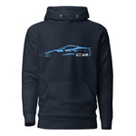 2024 Corvette C8 hoodie for Vette Drivers Rapid Blue Minimalist Silhouette Custom Pullover